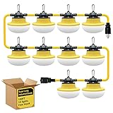 Muasdae New 100FT Construction String Lights LED Industrial Grade Best for Construction Sites,Renovation, Walkways,Patio,Mine cave,Outdoor Lighting Solutions Use,Free for Climbing Hook 3Prong