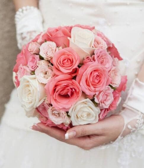 Miniatura 6 de Soporte para ramo de novia, 6 juegos de mango floral de espuma de boda con collar de ramo de encaje para flores de boda, flores artificiales,