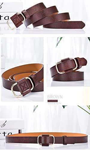 YOU&M Women's Leather Without Hole Simple Ring Clasp Waist Belts for Jeans4