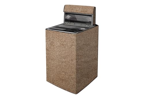 The Furnishing Tree Waterproof and Dustproof PVC Washing Machine Cover Top Loading Compatible for LG, 8 Kg, 8.5 Kg, 9 Kg, 10 Kg, CM-(63x63x93), Sand Pattern Brown