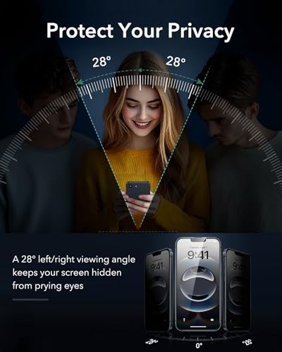 Image of ESR 3 Pack for iPhone 17e / iPhone 16e / iPhone 13 / iPhone 14 / iPhone 13 Pro Privacy Tempered Glass, 9H Hardness, Privacy Screen Protector Gurad Film with Easy Installation Tool, Scratch Resistant
