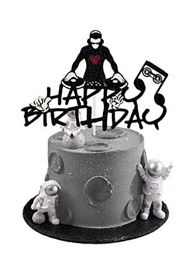 Hakpuotr Dj Happy Birthday Cake Topper, Hip Hop Cake Topper, Disco Theme Party Supplies, Rock Dj Themed Birthday Party Supplies #TOP6