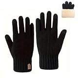 [LOYELEY] 手袋 メンズ スマホ対応 防寒グローブ ニットグローブ 裏起毛 柔らか 伸縮性 暖かい 厚手 防風 零下防寒 通勤/通学/自転車/バイク/登山 アウトドアグローブ (ブラック)