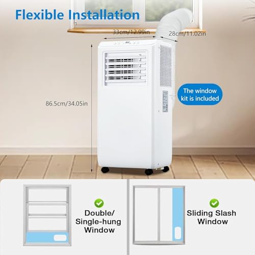 Image of PioneerWorks 10,000 BTU Portable Air Conditioner for Rooms up to 450 Sq.Ft, 3-in-1 Cooling Unit with Dehumidifier & Fan, Includes Remote Control and Easy Installation Kit