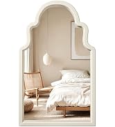 Pocetry 40"x24" Arched Wall Mirror, Solid Wood Frame, French Country Style, Decorative Mirrors fo...