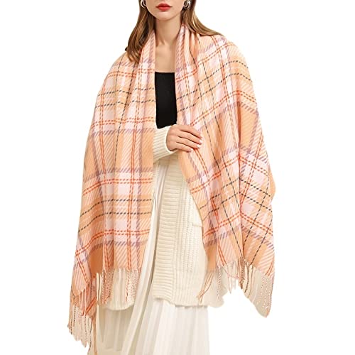 QDKVTNDJZ Scarf Warm Women Plaid Scarves Tassel Shawl Wrap Foulard