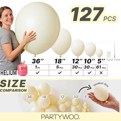 Image of PartyWoo Pastel Yellow Balloons 127pcs Different Sizes of 36 18 12 10 5 Inch Light Pale Yellow Balloon Arch Kit Garland for Baby Shower Easter Little Cutie Bee Birthday Party Decorations Yellow-Q07