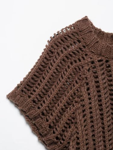 Womens Chunky Knit Cropped Sweater Vest Cute Side Bow Tie Crew Neck Short Cap Sleeve Crochet Pullover Sweater Tank Tops Y2K3