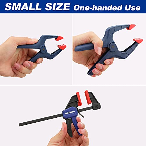 WORKPRO Afdichtingskas en veerklem, 8 stuks, 4 mini-schroefklemmen (lengte: 200 mm, bereik 115 mm, uitbreidingsbereik 200 mm) en 4 veerklemmen (openingsbreedte 45 mm/60 mm) voor houtbewerking - Afbeelding 6