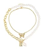 luoluoluo Mode Halsketten Wilde Doppellagige Halsketten Vintage barocke Perlenkette Schmuck Feiertags Geschenke für Frauen Mädchen Böhmischer Schmuck