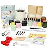 Set di Candele Fai da Te di Julwhisper per Adulti, Kit per la Creazione di Candele Fai da Te, Set di Candele Profumate da Regalo con Scioglicera, 1500g di Cera di Soia, 11 Barattoli di Cera, 8 Oli