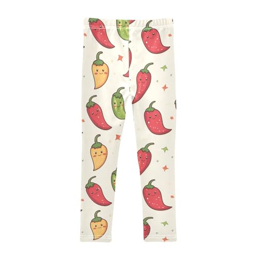 Chili Peppers Girls Leggings,Workout Leggings for Girls Toddler Athletic Legging Size for 3-10T2