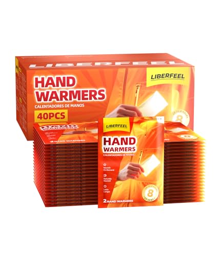 LIBERFEEL Hand Warmers Disposable 120/80/10 Pcs -Long-Lasting Up to 10 Hours for Warm Hand, Safe Natural Odorless Air Activated Warmers for Camping, Fishing, Winter for Women Men Kids (80 Pack)