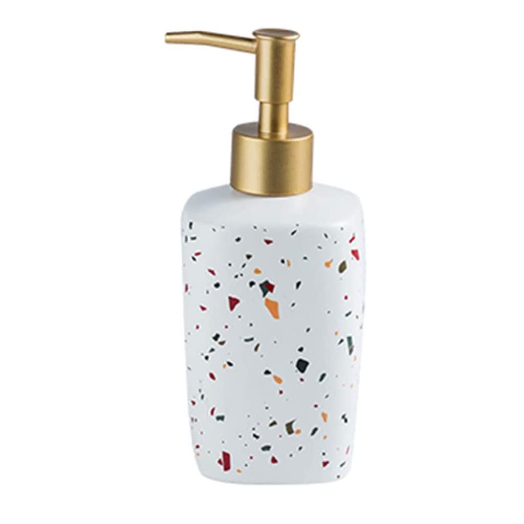 NZPOST Distributore di Sapone Ricaricabile Distributore di Sapone in Ceramica con Pompa Distributore di Sapone in Stile Nordico con Pompa Dispenser Ricaricabile (Quadrato)