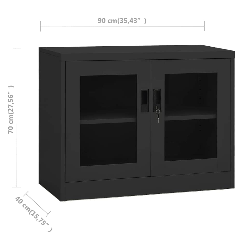 Armadio multiuso Armadio per corridoi Armadio da ingressoArmadio per Ufficio Antracite 90x40x70 cm in Acciaio Adatto a soggiorno, ufficio