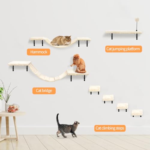 Set para Gatos de Pared con Estantes y Hamaca 7 Pzs miniatura 6