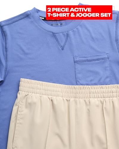 Reebok Boys' Pants Set - 2 Piece Short Sleeve T-Shirt and Woven Hybrid Tech Jogger Pants - Spring Outfit Set for Boys (8-12)2