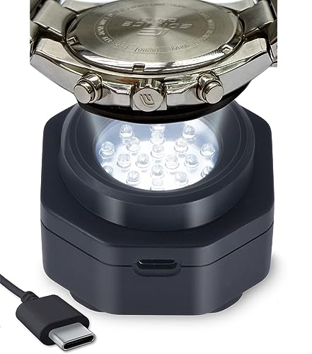 Coolfire - Typ-C UV-freies Solar-Uhr-Schnellladegerät für alle Öko-Solaruhren für Männer, Reloj Hombre Tragbares Batterieladegerät. für alle Arten von Öko-Solaruhren. (schwarz)