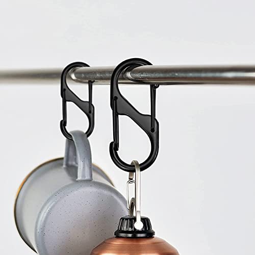 20 peças S pequeno mosquetão mosquetão chave de 2 polegadas gancho duplo, mosquetões de liga de zinc