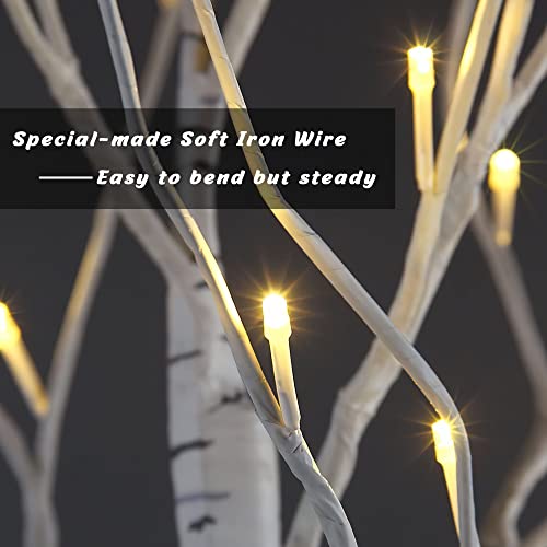 Set Of 3 Lighted Birch Tree 4Ft 6Ft And 8Ft Led Artificial Tree For Decoration Inside And Outside , Home Patio Wedding Festival Christmas Decor , Warm White #TOP2