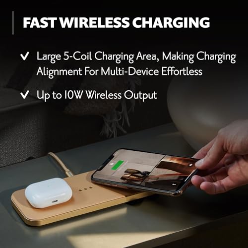 Courant Catch:2 Classics - Italian Leather Dual Wireless Charging Pad - Compatible with iPhone 11, X, SE, Galaxy S23, S22, S21, S20, Note, AirPods, AirPods Pro (Saddle) - Thumbnail 5