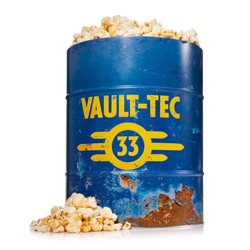 Numskull Amazon Exclusive Fallout TV Popcorn Bucket Official Collectible Tin Snack Container from Fallout TV Series Vault-Themed Storage for Snacks Display & Fallout Fans