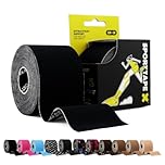SPORTTAPE Kinesiology Tape, 5cm x 5m, Black - Waterproof & Hypoallergenic Kinetic Physio Tape for Muscle Injury Recovery, Sports Strapping, Knee Pain, Joint Support & Blisters - Single Uncut Roll