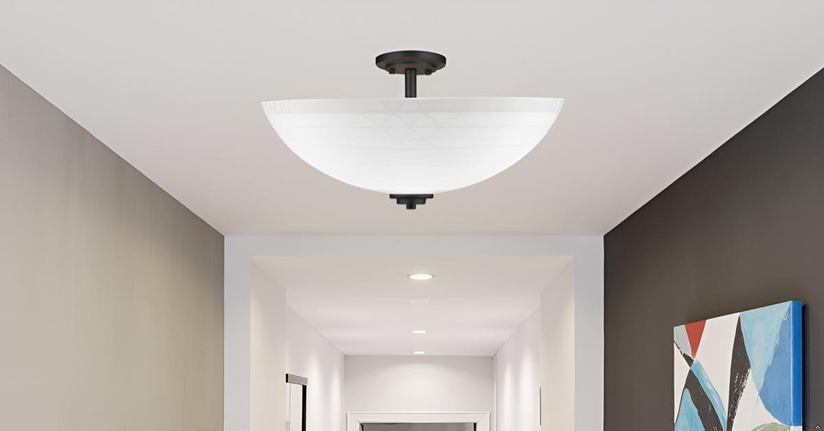 Aspen Creative 25015-76-1 Replacement Frosted with Diamond Pattern Glass shade for Flush Mount or Semi-Flush Mount, 1/2" Center Hole, 11-7/8" Diameter x 3-5/8" Height