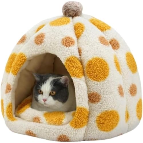 VlwmFiegcit 猫 ハウス 冬 ドーム型 ペットハウス ペットベッド 冬用 保温防寒 超 猫 ハウス 冬 ドーム型 ペットハウス ペットベッド 冬用 保温防寒 超小型犬 猫用 クッション付き あったか 滑り止め 室内用 洗える 型犬 猫用 クッショ