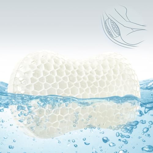 Sunlit Bath Jello Gel Bath Pillows, Lumbar Pillow for Bathtub, Back Support Pillow, Gel Pillow with Non-Slip Suction Cups for Lumbar, Back Rest Support, Fits Curved or Straight Back Tubs, White