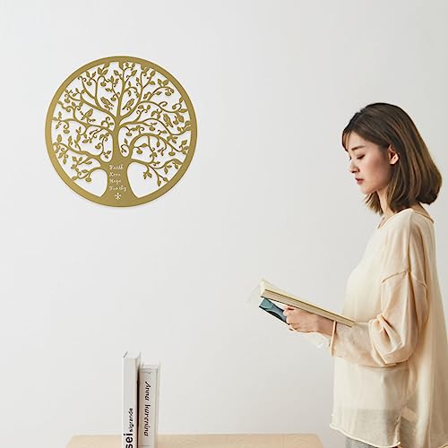 Estart 11-Inch Metal Tree Of Life Wall Decor, Family Tree With Birds On Branch Wall Hanging Art Decoration For Balcony Patio Porch Bedroom Living Room Garden Office And Farmhouse (Gray Gold) #TOP4