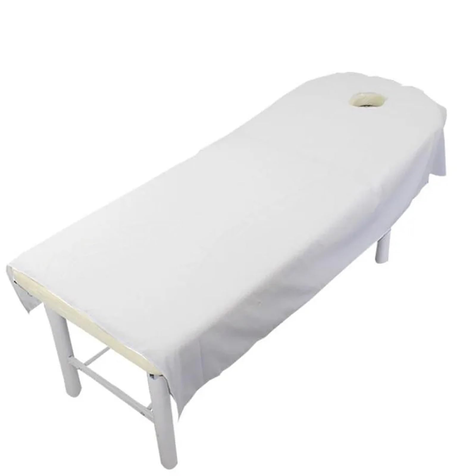 Sabanas Camilla Masaje Sábana de poliéster color sólido for salón belleza, cómoda funda for mesa masaje pestañas, for spa corporal, con orificio for respirar redondo(White,120x190cm NO Hole)