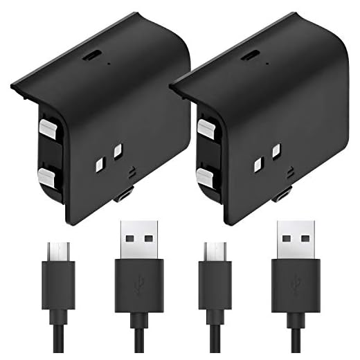 Fosmon Uppladdningsbart batteripaket kompatibelt med Xbox One/One X/One S Elite (inte för Xbox Series X/S 2020) Controller (2-pack), passar laddningsdocka C-10659/C-10709/C-10738/C-10751 – svart