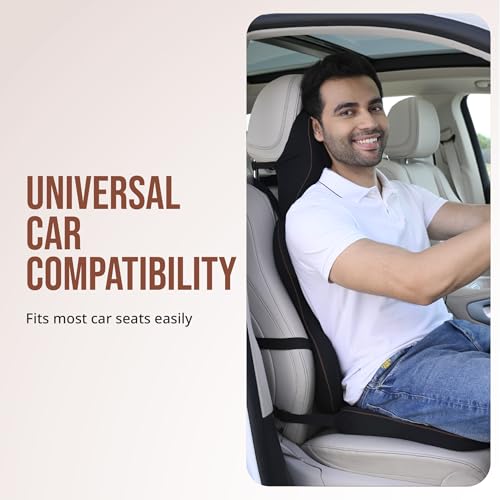 Image of Memory Foam Car Comfort Combo | 3 Piece Cushions Set (Backrest, Seat Cushion, Headrest) | Complete Orthopedic Travel Kit for Road Trips & Daily Commute (Black)