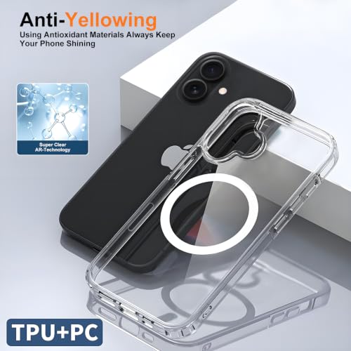 Image of FanTEK Phone Case Compatible with iPhone 16 6.1 Inch, Magnetic Case Clear Protective Bumper Hard Back Cover