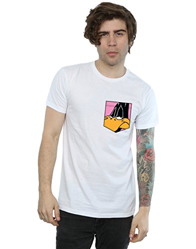 Image of Looney Tunes Men's Daffy Duck Face Faux Pocket T-Shirt XXX-Large White
