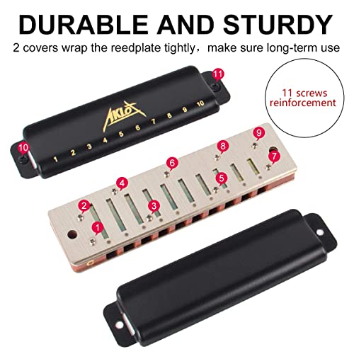 AKLOT Blues Harmonica 10 trous harpe diatonique clé de C Blues Harp 20 tons pour adulte et enfant avec étui rigide - Les Beatles, Paul McCartney, John Lennon, RIngo Starr, George Harrison AKLOT Blues Harmonica 10 trous harpe diatonique clé de C Blues Harp 20 tons pour adulte et enfant avec étui rigide – Image 5