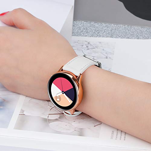 Compatible With Galaxy Watch 3 41Mm Bands/ Galaxy Watch 42Mm Band/Active2 44Mm Band Leather,20Mm Replacement Strap Band Compatible With Samsung Galaxy Watch Active 40Mm /Ticwatch 2 Smartwatch (Leather White) #TOP5