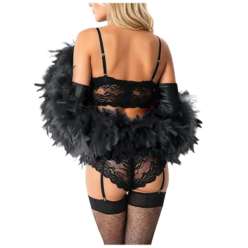Feder-Boa Länge Circa 200 cm Federboa Federschal Kostüm-Accessoire 20er Jahre Flapper Karneval Mottoparty Truthahn-Boa-Federn für Partys Hochzeiten (Schwarz One Size)