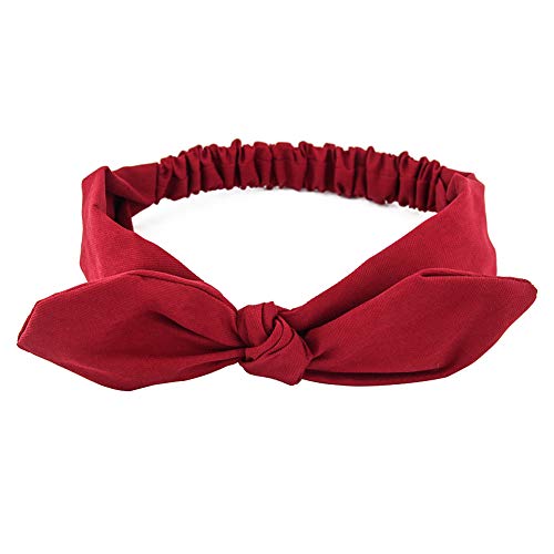 Yeshan Elastic Solid Colors Knotted Bow Fashion Headband Rabbit Ears Hairband Turban Headwrap,Pack Of 6 #TOP1