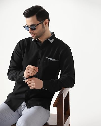 Image of TAGDO Men's Full Sleeve Shirt | Pocket Design and Spread Collar Shirt for Man (2054)