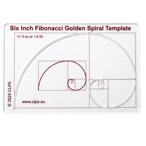 Fibonacci 6" Spiral Drawing Template, Golden Ratio Stencil