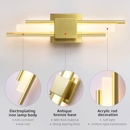 Image of LED Wall Sconces,3000K Warm Light Acrylic Brass Gold Wall Sconce for Bedroom,Bathroom,Living Room,Hallway(1 pcs)