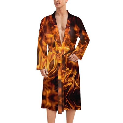 Albornoz de baño de longitud media para hombre ligero Burning Flame Fire