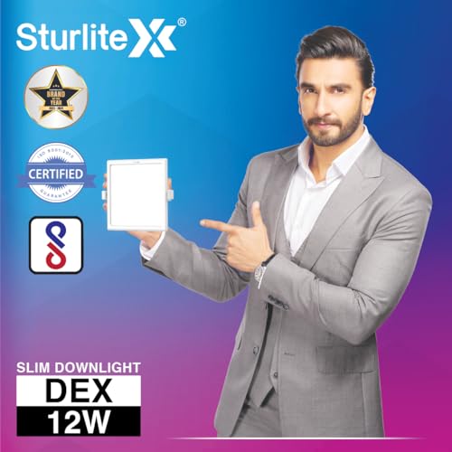 Image of Sturlite Dex 12W Square LED Downlight| Cool White Color Temperature| 1200 Lumens with CRI Tech for Various Ceiling Types and Rooms - (Pack of 4)