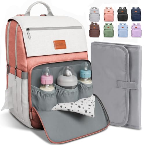 Image of PILLANI Baby Diaper Bag Backpack - Toddler Backpack - Baby Bag for Girls & Boys, Large Waterproof Diaper Backpack - Diaper Bags with Changing Pad, Best Baby Shower Gifts - Stylish Pink Cute Diaper Bag