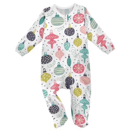Pfrewn Baby Christmas Winter One-Piece Footies Christmas Toys Decor Bodysuit Rompers Zipper for Boys Girls 3M
