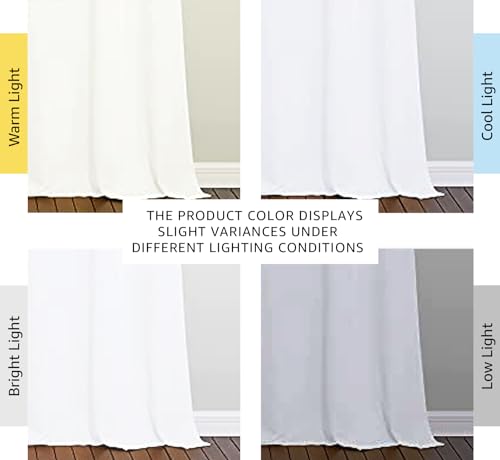 Image of NICETOWN Solid Window Curtain Panels, Grommet, Polyester, Bedroom, White, 42 x 90, Pack of 2