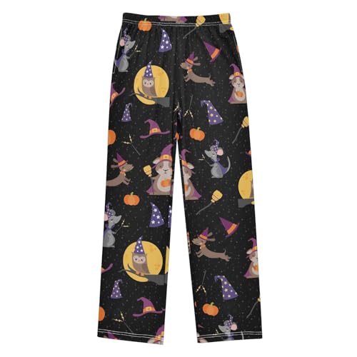 Halloween Mouse Owl Boys Long Pants Soft Trousers Elastic Waist Kids Lounge Bottoms with Pockets S-XL