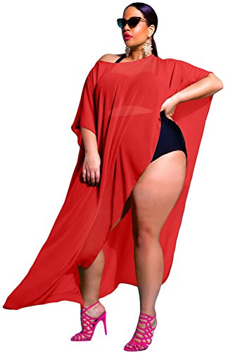 Prime Leader Rose Red Draped Plus Size Cover-up